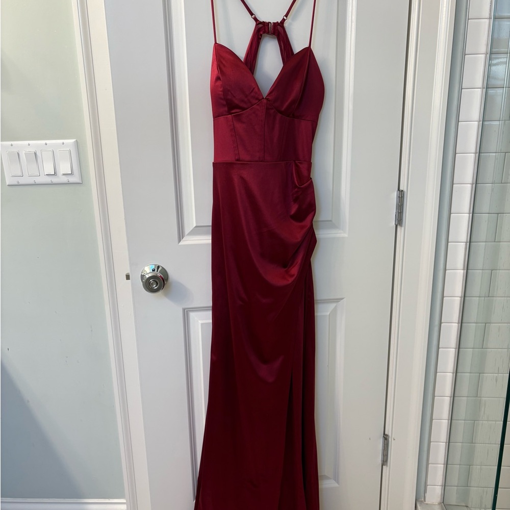 NWT Burgundy Full Length Prom Dress Size Large